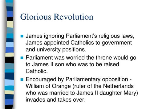  The Glorious Revolution: A Turning Point for Parliamentary Sovereignty and Religious Tolerance